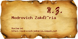 Modrovich Zakária névjegykártya